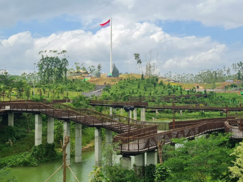 Penampakan Plaza Seremoni Sumbu Kebangsaan Ibu Kota Negara (IKN) Nusantara