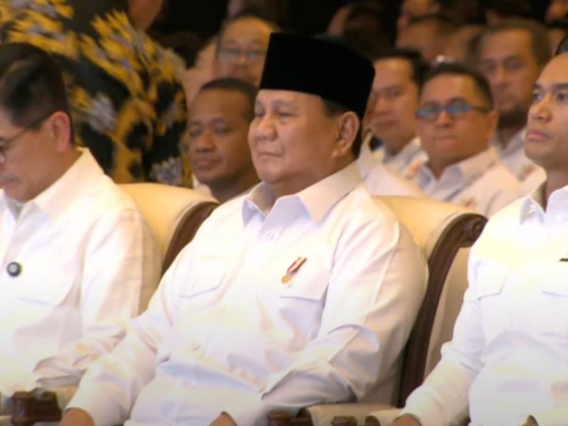 Presiden Prabowo Subianto saat menghadiri Munas Kadin di The Ritz Carlton, Jakarta, Kamis (16/1/2025). - Dok. Youtube Setpres.