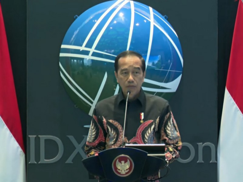 Presiden Joko Widodo dalam acara peluncuran Bursa Karbon Indonesia, Selasa (26/9/2023) di Bursa Efek Indonesia, Jakarta. / YouTube OJK