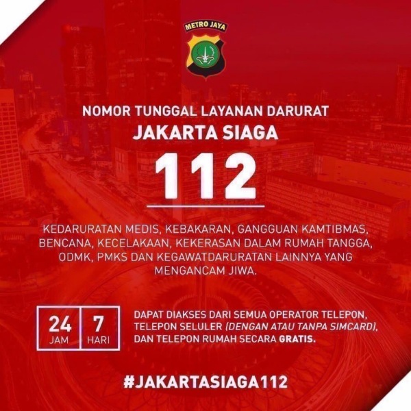 JAKARTA SIAGA : Telepon 112, jika Anda Memerlukan Bantuan Polisi