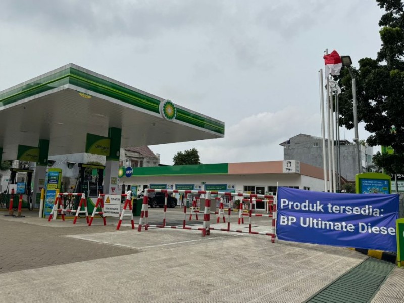 Stok BBM di SPBU BP AKR kawasan Manggarai, Jakarta Selatan terpantau masih kosong. Hanya tersedia jenis BBM BP Ultimate Diesel pada Minggu (2/2/2025) - BISNIS/Afifah Rahmah Nurdifa.