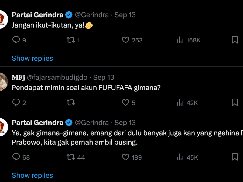 Ragam Komentar Gerindra soal Fufufafa, Tahu tapi Tak Peduli