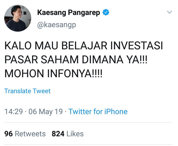 Setelah Bisnis Pisang dan Kopi, Kaesang Pangarep Tertarik Belajar Saham