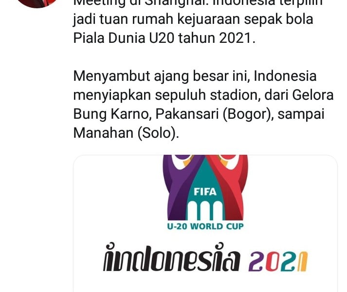 Presiden Jokowi Bagi Kabar Baik, Indonesia Jadi Tuan Rumah Piala Dunia U20