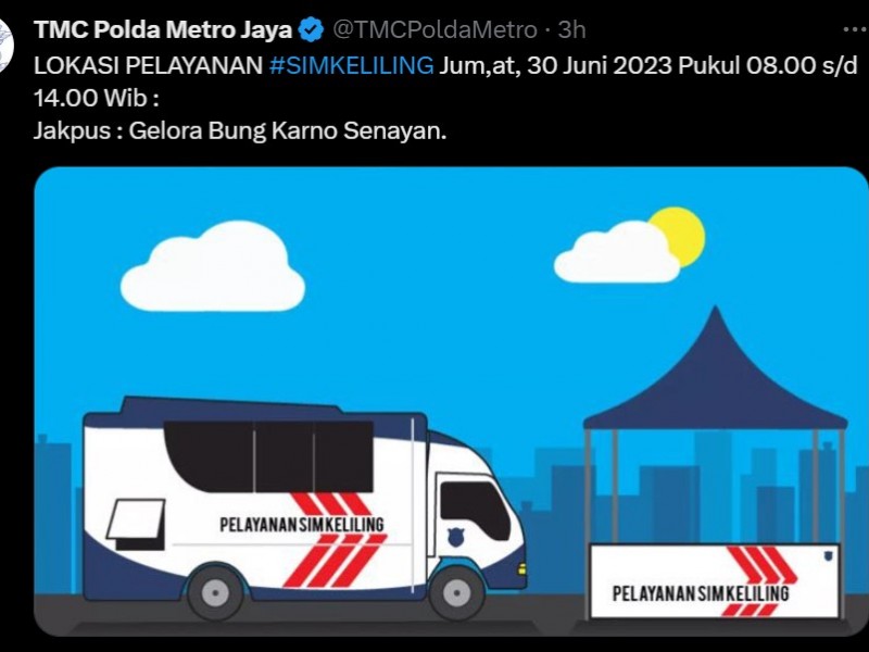 Jadwal dan Lokasi SIM Keliling di Jakarta Hari Ini, Jumat 30 Juni 2023