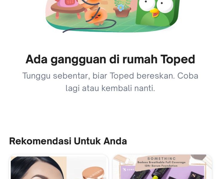 Tampilan gangguan pada aplikasi Tokped saat 9.9 