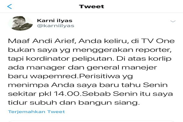 Andi Arief Buat Perhitungan, Mulai Karni Ilyas sampai Mahfud MD