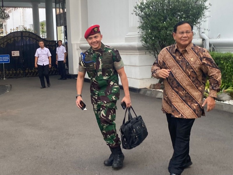 Menteri Pertahanan Prabowo Subianto di kompleks Istana Negara, Senin (26/6/2023). JIBI/Akbar Evandio 