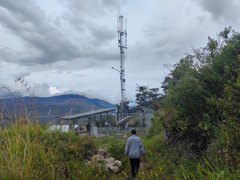 BTS 4G Bakti Kemenkominfo di Kecamatan Asotapo, Desa Asotapo, Papua Pegunungan.