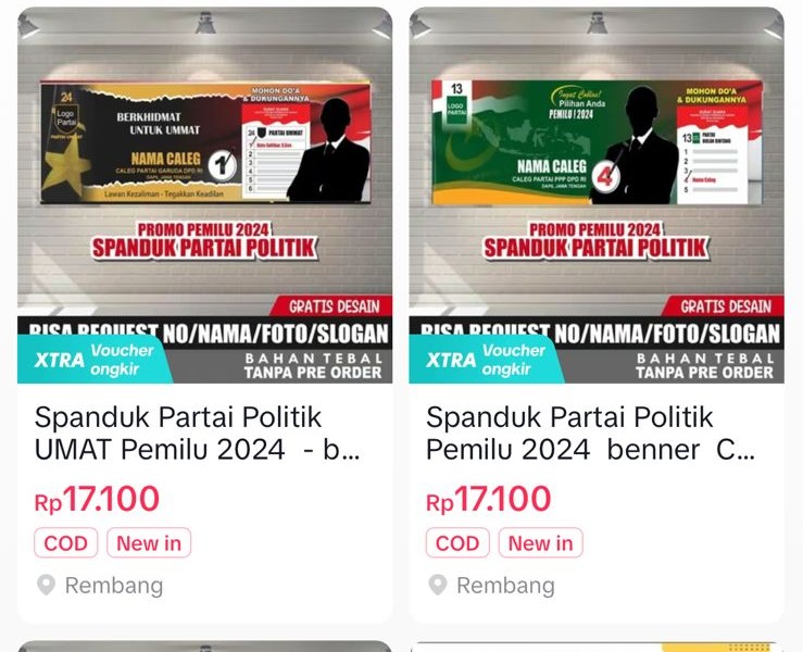 Alat peraga kampanye di TikTok Shop