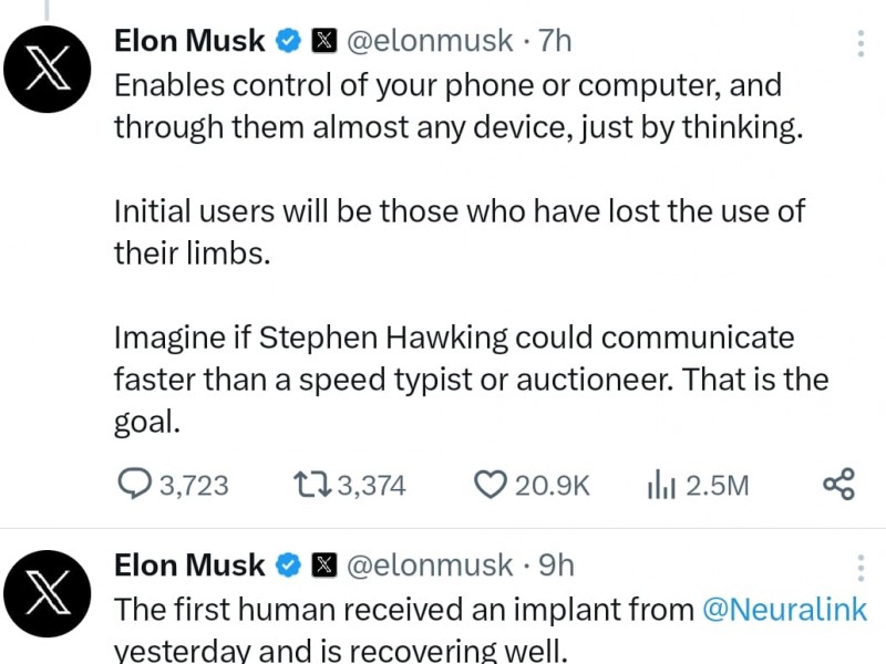 Unggahan status Elon musk di platform X