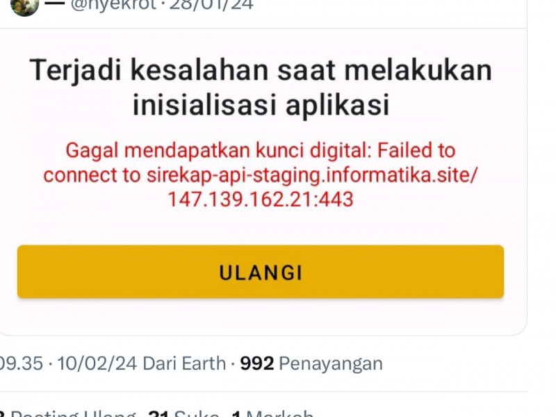 Warganet gagal mengakses Sirekap