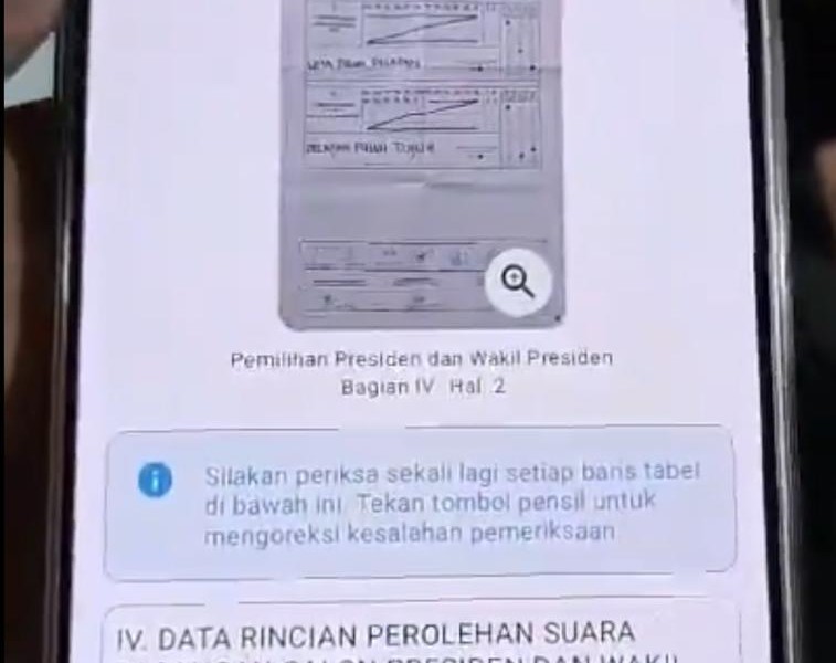 Tangkapan layar perbedaan data dokumen asli dan Sirekap