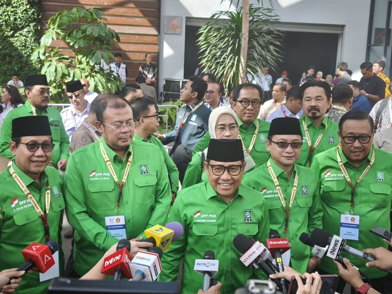 Ketua Umum PKB Muhaimin Iskandar (Cak Imin) tiba di HUT Gerindra, di Sentul International Convention Center (SICC), Bogor, Sabtu (15/2/2025)/Bisnis-Anshary Madya Sukma