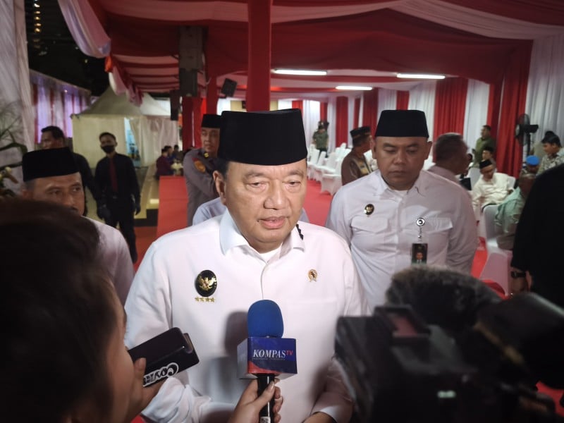 Menkopolkam Budi Gunawan usai menghadiri buka bersama TNI-Polri di Lapangan Bhayangkara, Mabes Polri, Jakarta Selatan, Senin (17/3/2025)/Bisnis-Anshary Madya Sukma