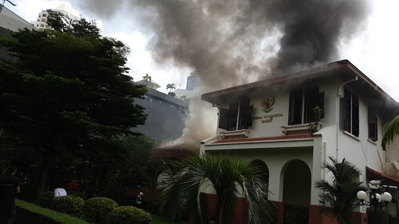 Wisma Indonesia di Bangkok Kebakaran. Ini Videonya