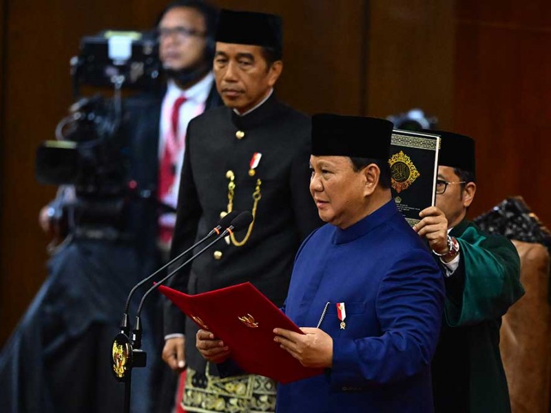 Presiden Prabowo Subianto dalam seremoni pelantikan/Dok