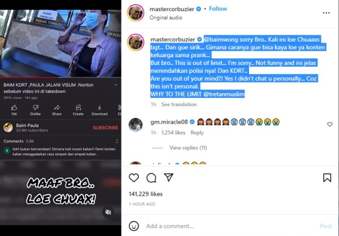 Baim Wong Bikin Konten Video Tentang KDRT, Ini Kritikan Deddy Corbuzier