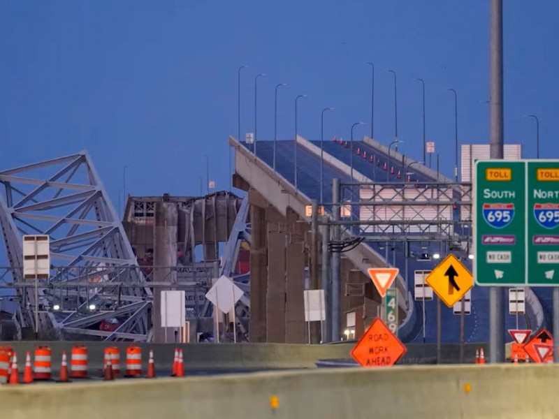 Foto Jembatan Francis Scott Key, seperti yang terlihat dari sisi Baltimore, setelah runtuhnya jembatan, di Baltimore, Maryland/Reuters