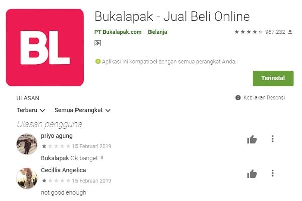 Rating Bukalapak di Play Store Mulai Pulih, Setelah Achmad Zaky Sowan Jokowi