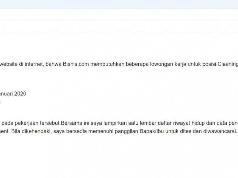 surat lamaran kerja via email