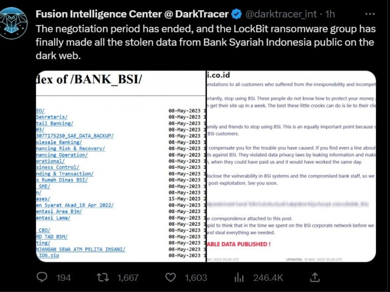 Waktu Negosiasi Berakhir, Benarkah Data Nasabah BSI Dibocorkan LockBit?