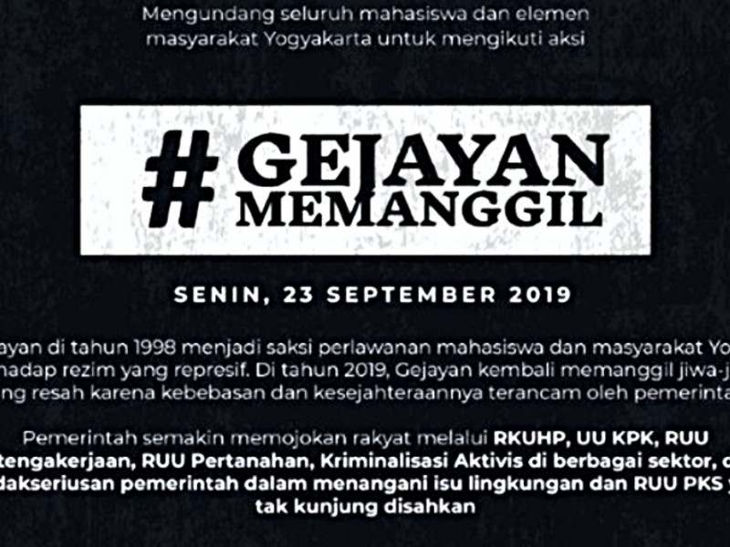 Tampilan poster #GejayanMemanggil yang beredar luas di media sosial./Istimewa