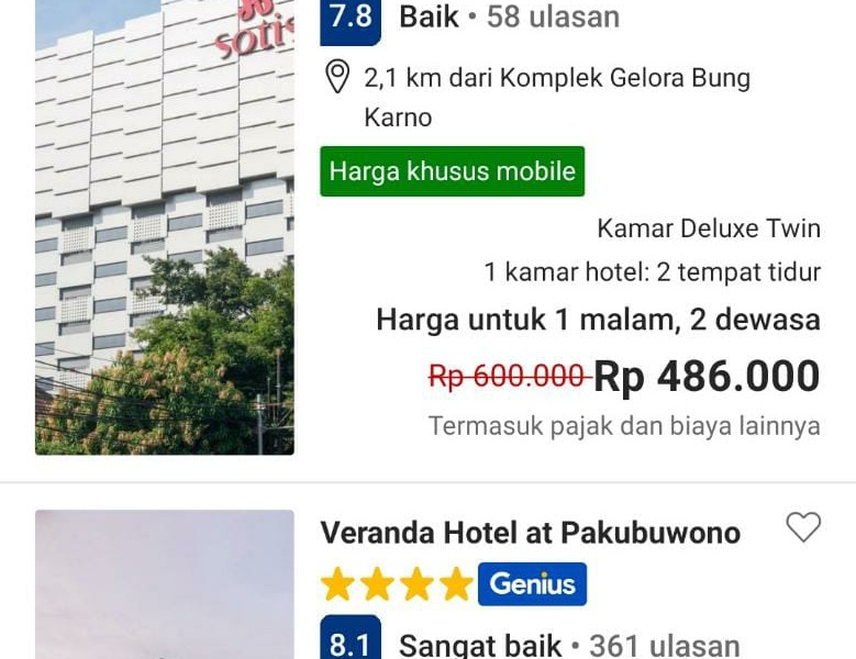 rekomendasi hotel dekat gbk