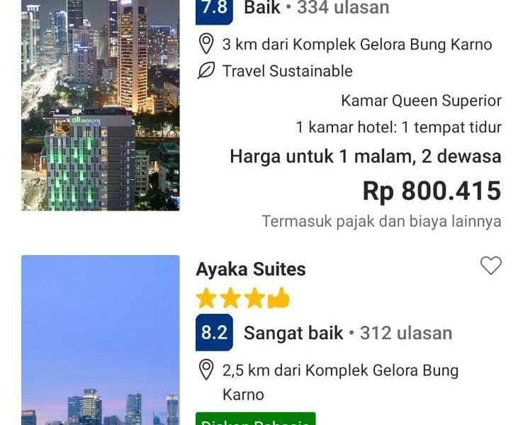 rekomendasi hotel dekat konser coldplay