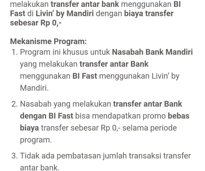 Transfer Antar Bank Gratis di Livin Mandiri, Berlaku Hingga 9 Maret 2022