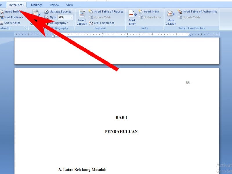 Cara membuat daftar isi otomatis di Ms Word.