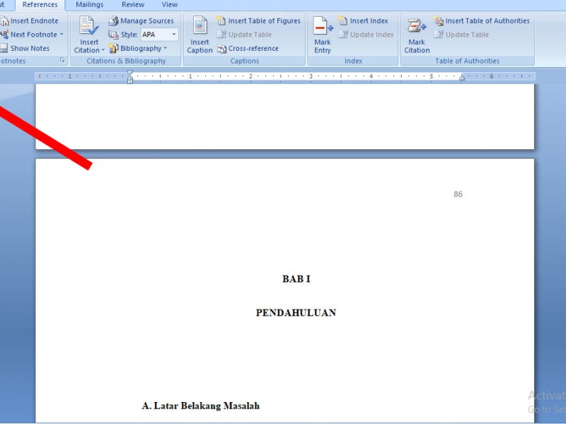 Cara membuat daftar isi otomatis di Ms Word.