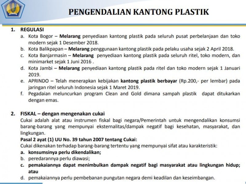 Bagaimana Nasib Perda Larangan Cukai Kantong Plastik? 