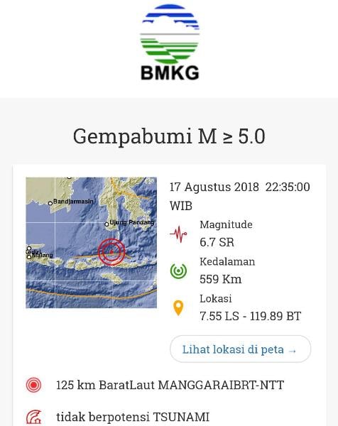 Gempa Besar 6.7 SR Guncang Manggarai Barat NTT