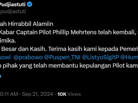 Pilot Susi Air Philip Mehrtens Bebas, Susi Pudjiastuti Bersyukur dan Apresiasi Semua Pihak