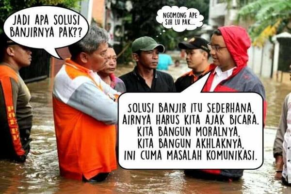 3 Meme Kocak Anies-Sandi, Cowok Metroseksual hingga Solusi Banjir