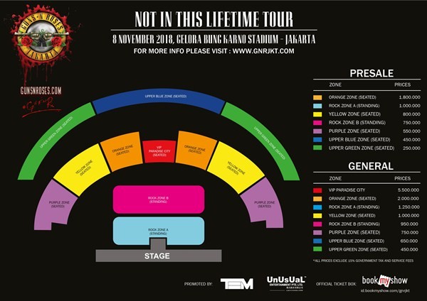 Tiket Pre-Sale Konser Guns N' Roses Dijual 27 Juni, Ada 7 Harga