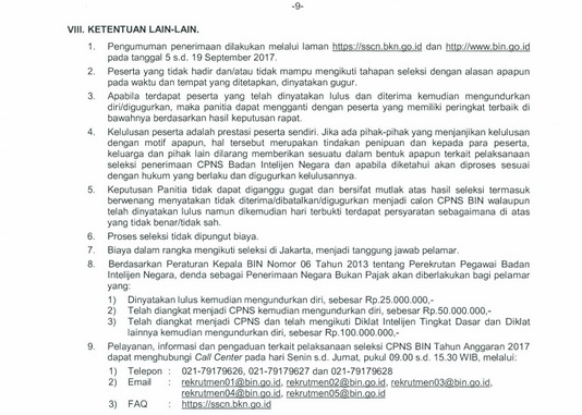 Penerimaan CPNS 2017 Gelombang II: Badan Intelijen Negara Alokasikan 199 Formasi. Ini Syarat Serta Cara Pendaftarannya