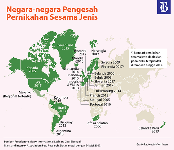 INFOGRAFIK: Negara-negara Pendukung Pernikahan Sesama Jenis