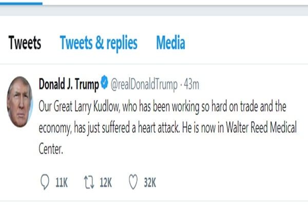 Kudlow Terkena Serangan Jantung, Ini Tweet Trump