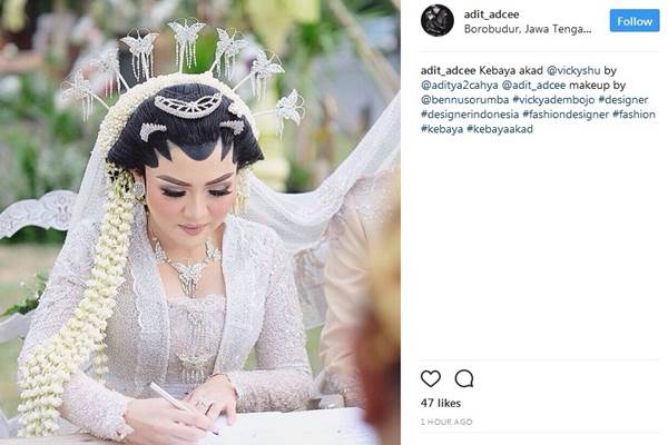 Nikah di Borobudur, Berikut Foto Pernikahan Vicky Shu & Ade Imam