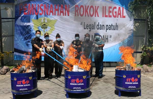 Kantor Bea & Cukai Sidoarjo Musnahkan Rokok Ilegal Senilai Rp1,2 miliar