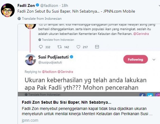 Daftar Cuitan Fadli Zon yang Bikin Heboh   