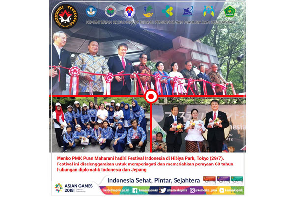 Kunjungi Festival Indonesia di Tokyo, Menko PMK Tegaskan Jepang Merupakan Mitra Strategis Indonesia