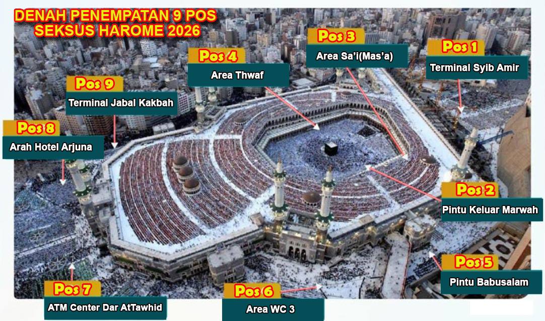 Peta pos petugas haji Indonesia di sekitaran Masjidilharam, Makkah, Arab Saudi. / dok. Kemenhaj
