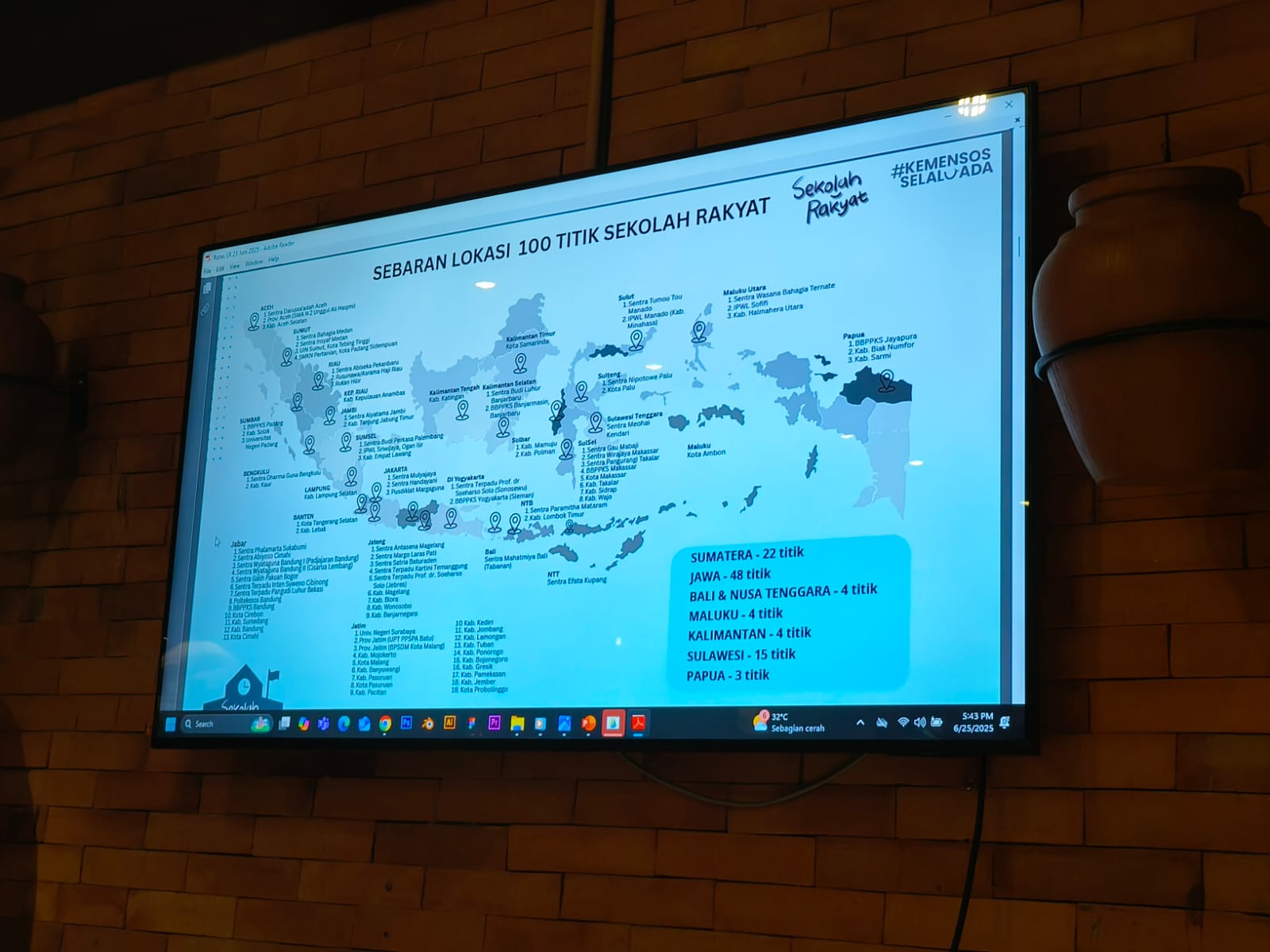 Lokasi 100 titik Sekolah Rakyat