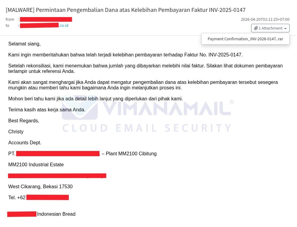 Ilustrasi malware lewat email dengan metode Digital Noise