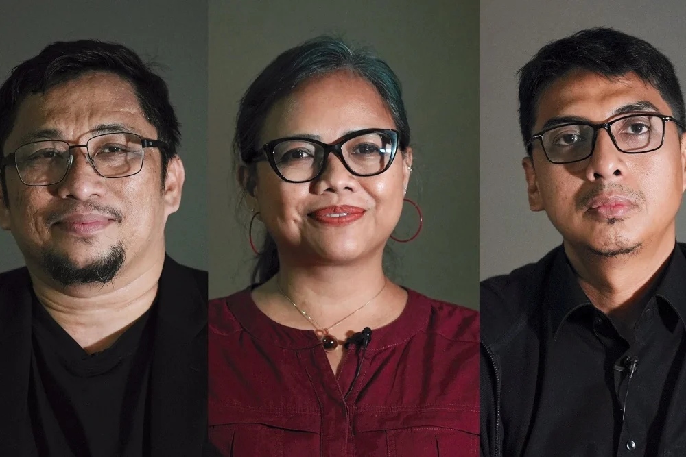 Tiga orang pakar hukum tata negara yang menjadi bintang utama dari film dokumenter Dirty Vote yakni Feri Amsari, Jentera Bivitri Susanti, dan Zainal Arifin Mochtar./Twitter-@Dandhy_Laksono