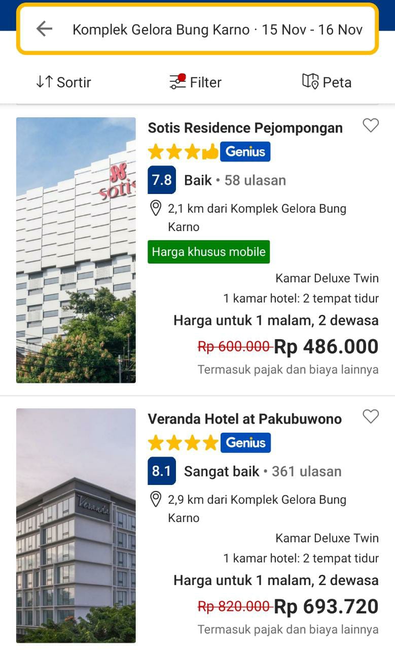 rekomendasi hotel dekat gbk