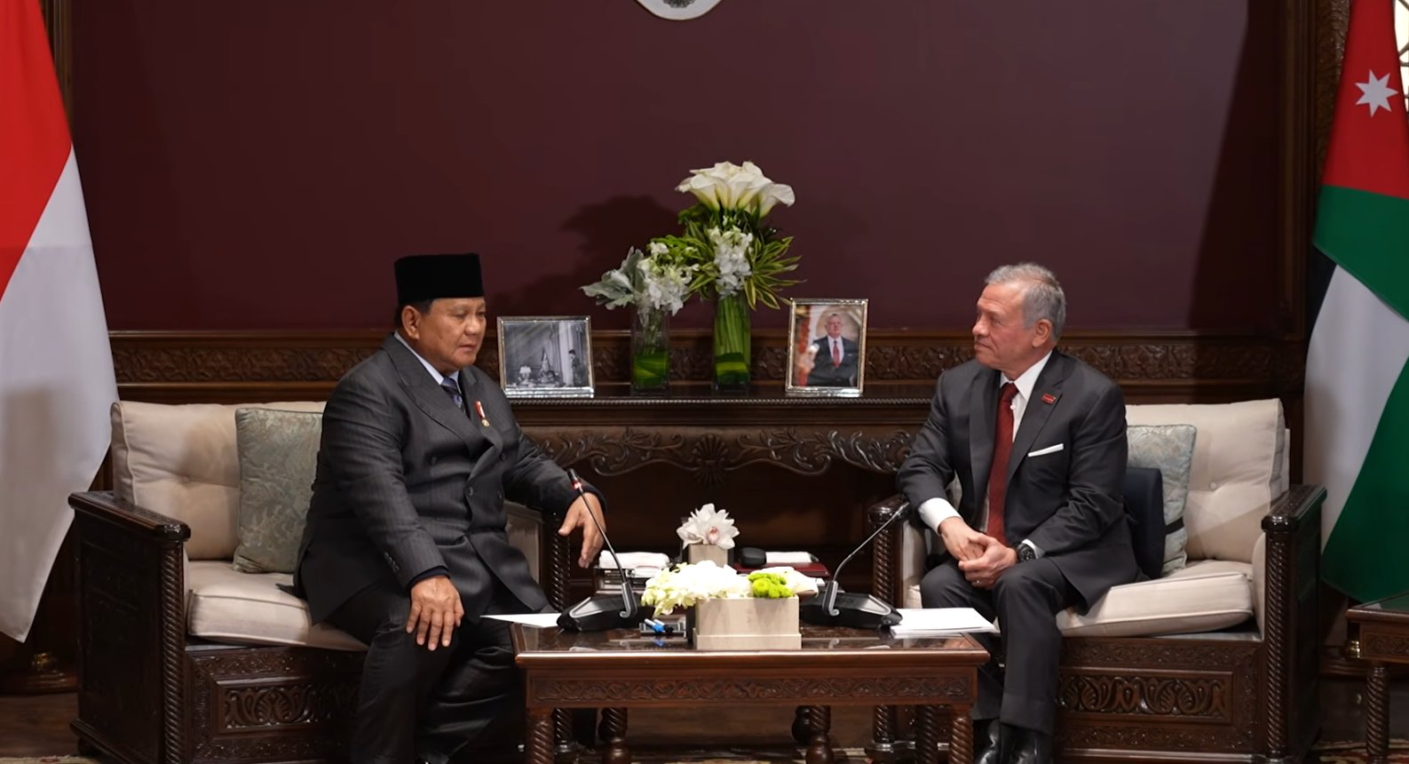 Pertemuan Bilateral Presiden Prabowo dengan Raja Abdullah II, Amman, Yordania pada Rabu (25/2/2026). Youtube Setpres RI
